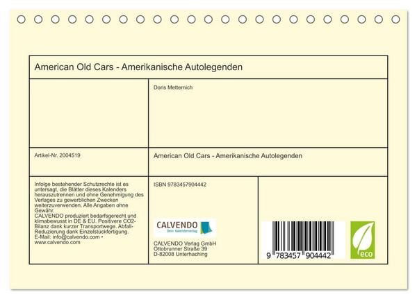 Produktbild: American Old Cars - Amerikanische Autolegenden (Tischkalender 2026 DIN A5 quer), CALVENDO Monatskalender