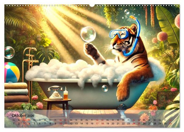 Produktbild: Tierische Illusionen - Humorvolle Tierfantasien (Wandkalender 2026 DIN A2 quer), CALVENDO Monatskalender