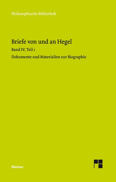 Produktbild: Briefe von und an Hegel. Band 4, Teil 1