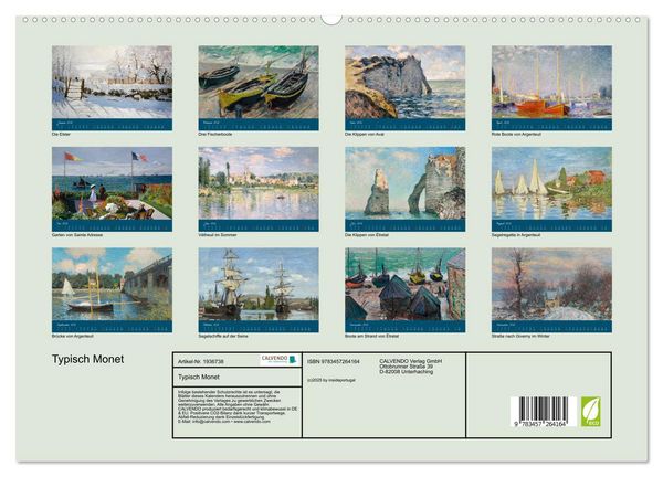 Produktbild: Typisch Monet (hochwertiger Premium Wandkalender 2026 DIN A2 quer), Kunstdruck in Hochglanz