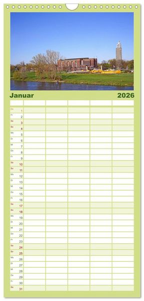 Produktbild: Familienplaner 2026 - Magdeburger Ansichten mit 5 Spalten (Wandkalender, 21 x 45 cm) CALVENDO