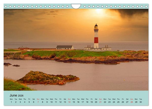 Produktbild: Scottish Lighthouses - beacons along the coast of Scotland (Wall Calendar 2026 DIN A4 landscape), CALVENDO 12 Month Wall Calendar