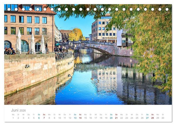 Produktbild: N&uuml;rnberg - Stadt der Br&uuml;cken und Geschichte (Tischkalender 2026 DIN A5 quer), CALVENDO Monatskalender