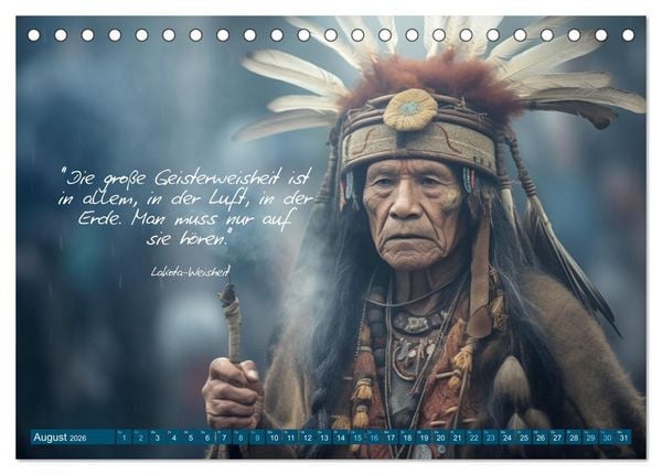 Produktbild: Die Stimme des Windes: Indianische Weisheiten im Jahresverlauf (Tischkalender 2026 DIN A5 quer), CALVENDO Monatskalender