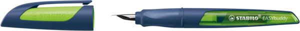 Produktbild: STABILO Schulf&uuml;ller Linksh&auml;nder-Feder L - EASYbuddy Twilight Sky stahlblau/limette - blau (l&ouml;schbar) - Einzelstift inkl. Patrone