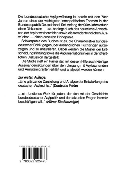 Produktbild: Asylpolitik in der Bundesrepublik Deutschland