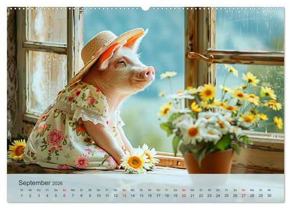 Produktbild: Fenstergucker auf der Alm. Lustige Tiere im Sommer auf dem Bergbauernhof (Wandkalender 2026 DIN A2 quer), CALVENDO Monatskalender