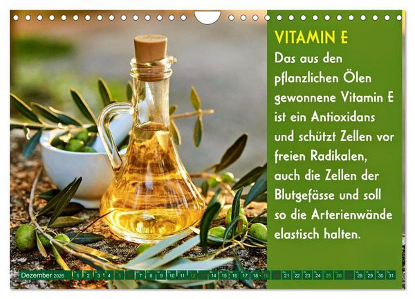 Produktbild: VITAMINE - Gesundheit aus der Natur (Wandkalender 2026 DIN A4 quer), CALVENDO Monatskalender