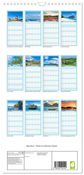 Produktbild: Familienplaner 2026 - Mauritius - Perle im Indischen Ozean mit 5 Spalten (Wandkalender, 21 x 45 cm) CALVENDO