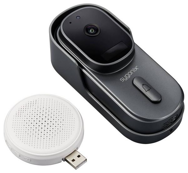 Produktbild: Sygonix IP-Video-T&uuml;rsprechanlage WLAN, Funk Grau, Wei&szlig;