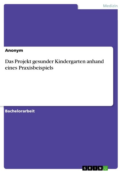 Produktbild: Das Projekt gesunder Kindergarten anhand eines Praxisbeispiels