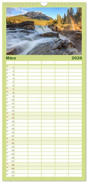 Produktbild: Familienplaner 2026 - KANADA - Rocky Mountains mit 5 Spalten (Wandkalender, 21 x 45 cm) CALVENDO