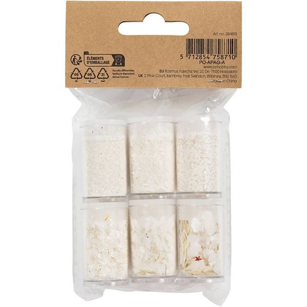 Produktbild: Creativ Company Biologisch abbaubarer Sparkles & Pailletten, Silber, Wei&szlig;, 6x7 ml