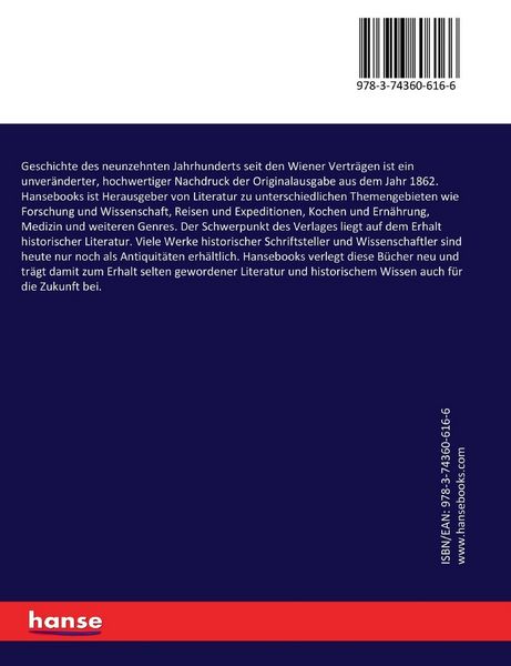 Produktbild: Geschichte des neunzehnten Jahrhunderts seit den Wiener Vertr&auml;gen