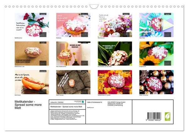 Produktbild: Mettkalender - Spread some more Mett (Wandkalender 2027 DIN A3 quer), CALVENDO Monatskalender