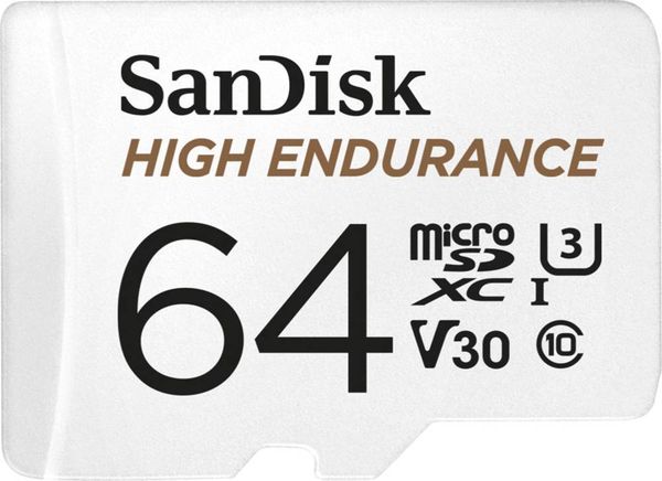 SanDisk High Endurance Monitoring miniSDXC-Karte 64 GB Class 10, UHS-I, UHS-Class 3, v30 Video Speed Class inkl. SD-Adap