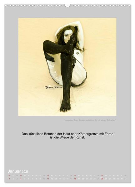 Produktbild: EROTISCHE BODYPAINTING ZITATE - HOMMAGE AN KLIMT, SCHIELE UND PICASSO (hochwertiger Premium Wandkalender 2026 DIN A2 hoch), Kunstdruck in Hochglanz
