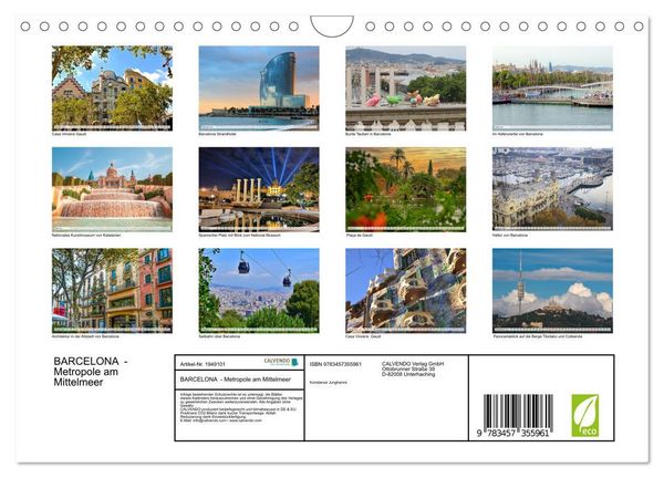 Produktbild: BARCELONA - Metropole am Mittelmeer (Wandkalender 2026 DIN A4 quer), CALVENDO Monatskalender