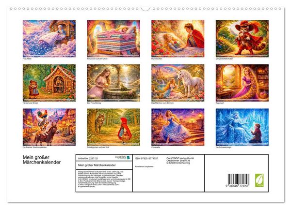 Produktbild: Mein gro&szlig;er M&auml;rchenkalender (hochwertiger Premium Wandkalender 2027 DIN A2 quer), Kunstdruck in Hochglanz