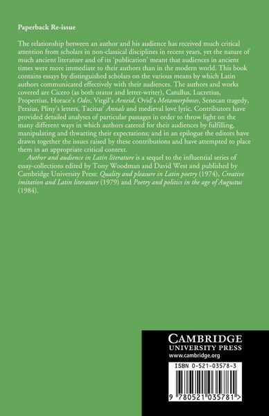 Produktbild: Author and Audience in Latin Literature