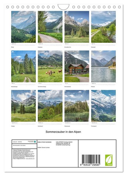 Produktbild: Sommerzauber in den Alpen (Wandkalender 2026 DIN A4 hoch), CALVENDO Monatskalender