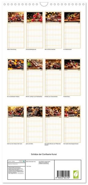 Produktbild: Familienplaner 2026 - Sch&auml;tze der Confiserie Kunst mit 5 Spalten (Wandkalender, 21 x 45 cm) CALVENDO