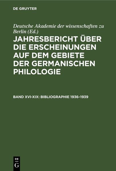 Produktbild: Bibliographie 1936&ndash;1939