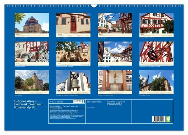 Produktbild: Sch&ouml;nes Alzey - Fachwerk, Wein und Rossmarktplatz (Wandkalender 2026 DIN A2 quer), CALVENDO Monatskalender