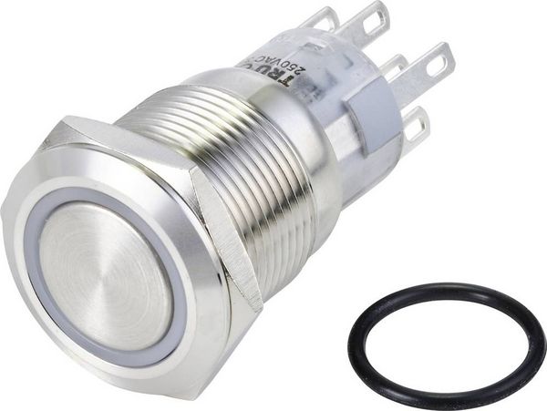 Produktbild: TRU COMPONENTS TC-13471352 Vandalismusgesch&uuml;tzter Druckschalter 250 V/AC 3 A 2 x Ein/(Ein) tastend Orange IP65 1 St.