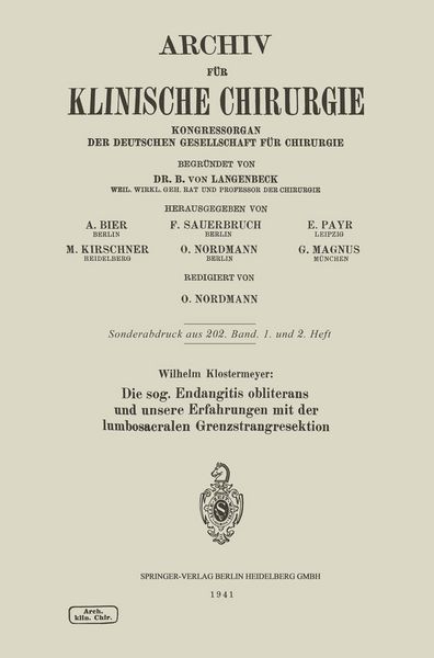 Produktbild: Die sog. Endangitis obliterans und unsere Erfahrungen mit der lumbosacralen Grenzstrangresektion