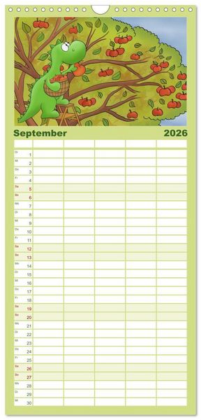 Produktbild: Familienplaner 2026 - Der kleine Drache mit 5 Spalten (Wandkalender, 21 x 45 cm) CALVENDO