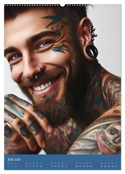 Produktbild: Tattoo und Piercing Men (Wandkalender 2026 DIN A2 hoch), CALVENDO Monatskalender