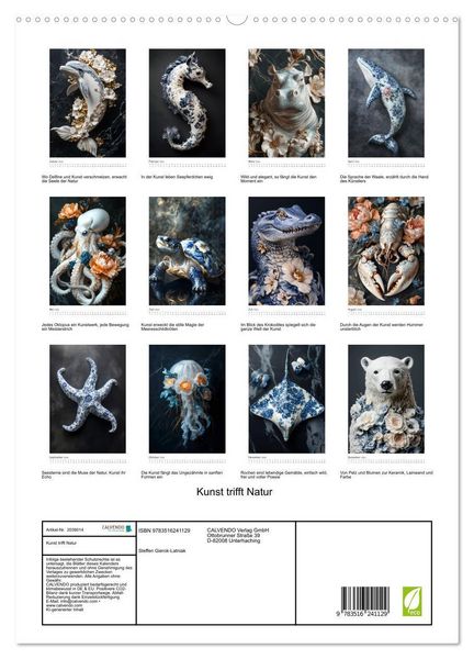 Produktbild: Kunst trifft Natur (hochwertiger Premium Wandkalender 2026 DIN A2 hoch), Kunstdruck in Hochglanz
