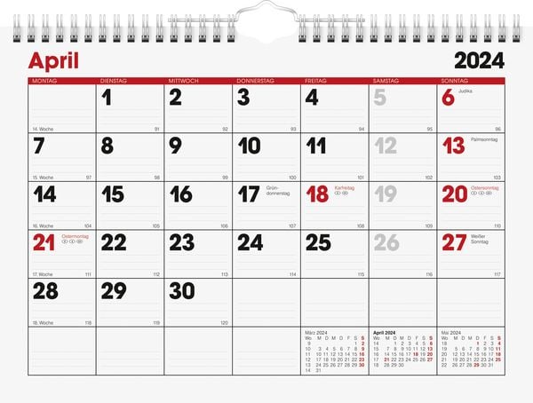 Produktbild: Brunnen Monatskalender A4quer 1S/1Monat