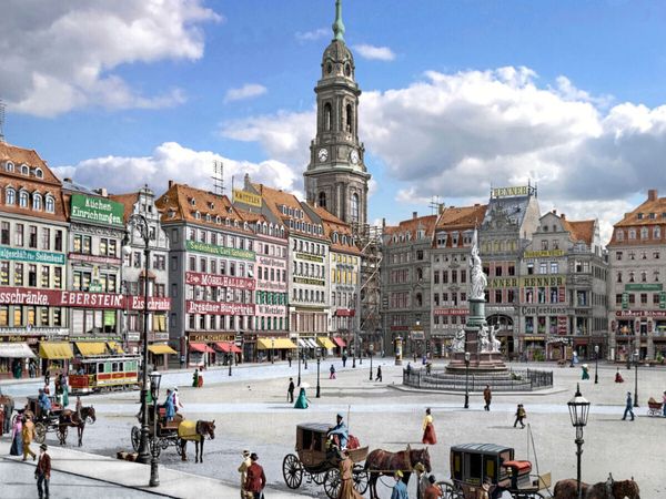 Produktbild: CALVENDO Puzzle Dresden - Kreuzkirche und Altmarkt um 1900 | 1000 Teile Lege-Gr&ouml;&szlig;e 64x48cm Foto-Puzzle f&uuml;r gl&uuml;ckliche Stunden