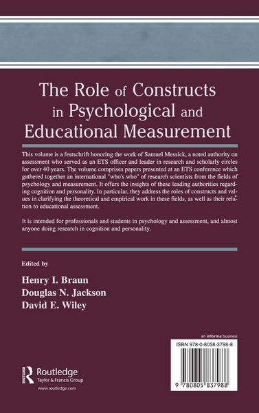 Produktbild: The Role of Constructs in Psychological and Educational Measurement