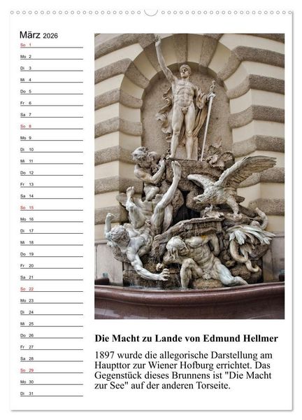 Produktbild: Brunnenkunst in Wien (Wandkalender 2026 DIN A2 hoch), CALVENDO Monatskalender