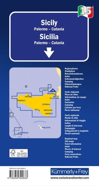 Produktbild: K&uuml;mmerly+Frey Regional-Strassenkarte 15 Sizilien 1:200.000
