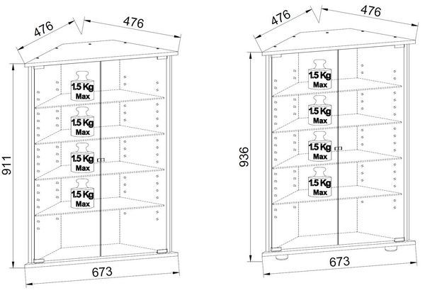 Produktbild: H&auml;ngevitrine Wandvitrine Eckvitrine Vecko