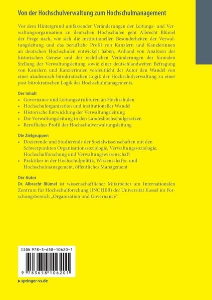 Produktbild: Von der Hochschulverwaltung zum Hochschulmanagement