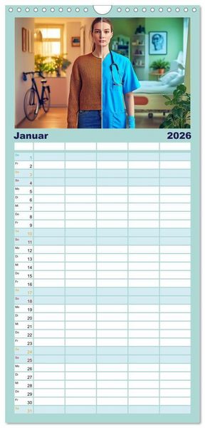 Produktbild: Familienplaner 2026 - Im Dienst der Gesundheit - Krankenpflege mit 5 Spalten (Wandkalender, 21 x 45 cm) CALVENDO