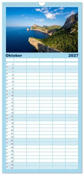 Produktbild: Familienplaner 2027 - Mallorcas Ostk&uuml;sten-Momente mit 5 Spalten (Wandkalender, 21 x 45 cm) CALVENDO