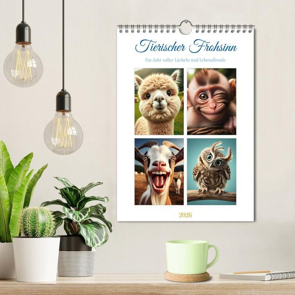 Produktbild: Tierischer Frohsinn - Ein Jahr voller L&auml;cheln und Lebensfreude (Wandkalender 2026 DIN A4 hoch), CALVENDO Monatskalender