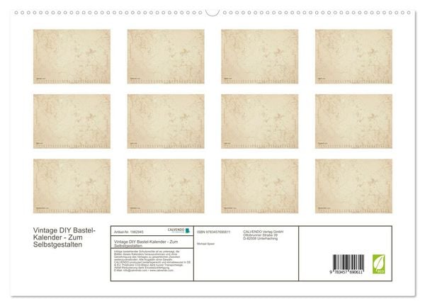 Produktbild: Vintage DIY Bastel-Kalender - Zum Selbstgestalten (hochwertiger Premium Wandkalender 2026 DIN A2 quer), Kunstdruck in Hochglanz