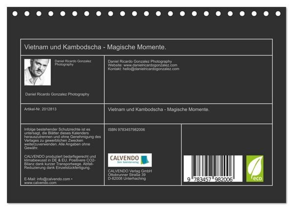 Produktbild: Vietnam und Kambodscha - Magische Momente. (Tischkalender 2026 DIN A5 quer), CALVENDO Monatskalender