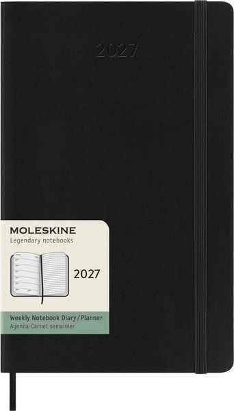 Produktbild: Moleskine 12 Monate Wochen Notizkalender 2027, Large/A5, 1 Wo = 1 Seite, rechts linierte Seite, Weicher Einband, Schwarz