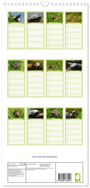 Produktbild: Familienplaner 2027 - Das Leben der Schildkr&ouml;ten mit 5 Spalten (Wandkalender, 21 x 45 cm) CALVENDO