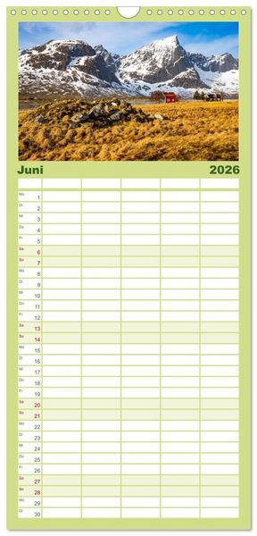 Produktbild: Familienplaner 2026 - Lofoten - Eine Reise durch Nordnorwegen mit 5 Spalten (Wandkalender, 21 x 45 cm) CALVENDO
