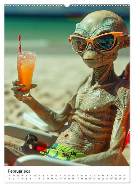 Produktbild: Aliens im Urlaub (Wandkalender 2026 DIN A2 hoch), CALVENDO Monatskalender