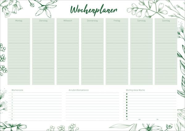 Produktbild: Schreibunterlage Design mit Wochenplan